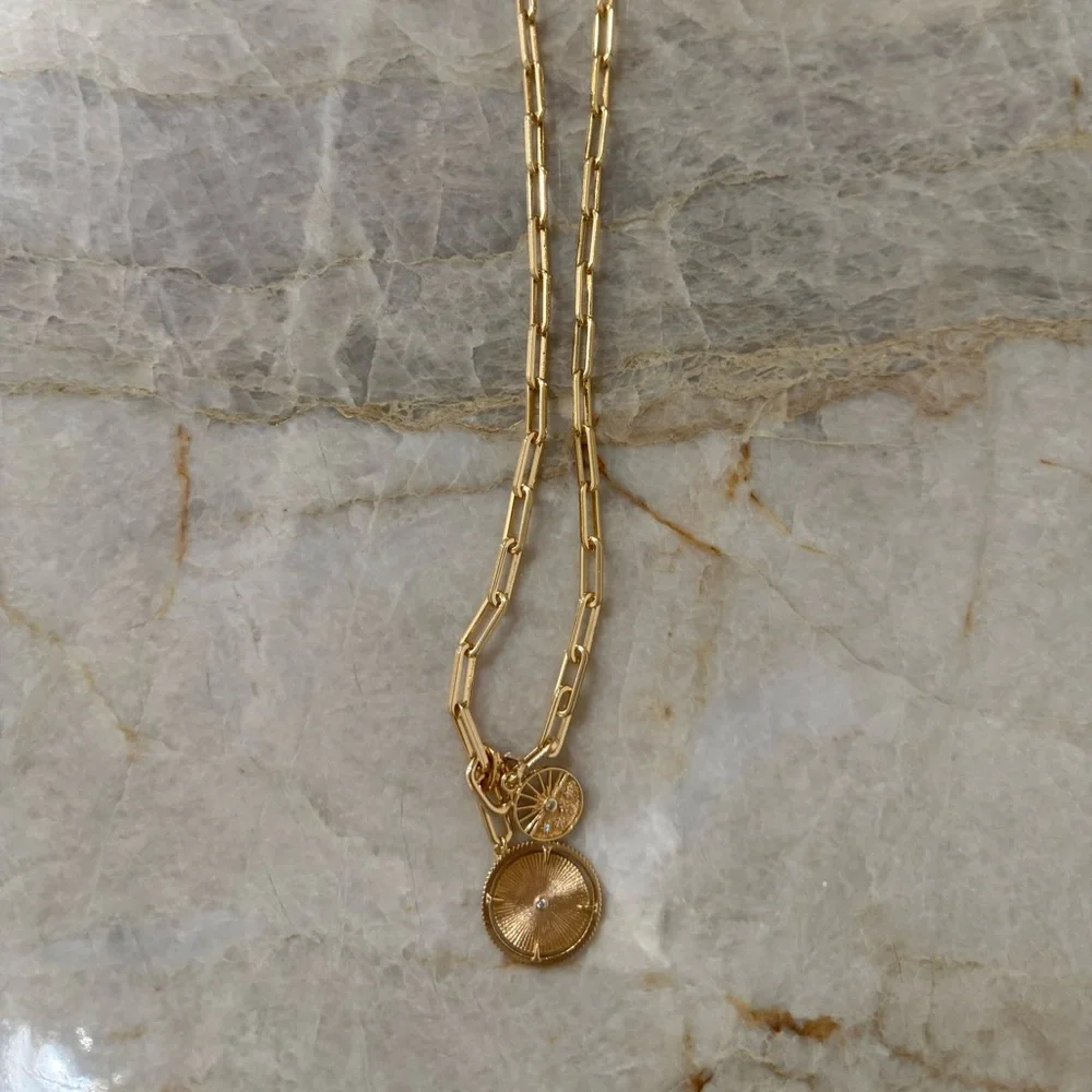Anthropologie Gold Layered Medallion Necklace